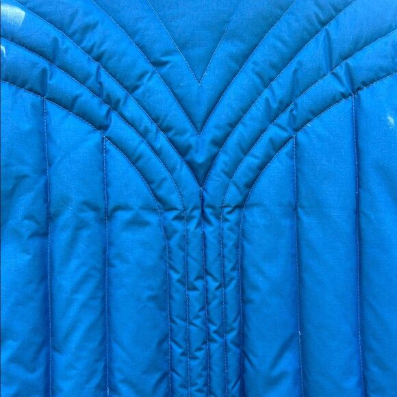 Down Blue Quilted Women's Long Coat Vintage Winter Blue Puffer 80s Rare size 16 - Picture 14 of 16